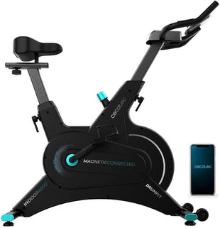 Cecotec Drumfit Indoor 10000 Magnetic Connected Exercise Bike, MagnetSystem with Fluid and Natural Pedaling, 10 kg Flywheel, LCD Display, APP Compatible, 10 Levels