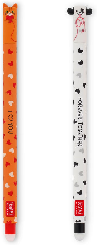 Legami - Erasable Gel Pen, Ball on the End for Removing Ink Without Consuming the Paper - Black Heat Sensitive Ink, Tip Diameter 0.7 mm - Panda Theme