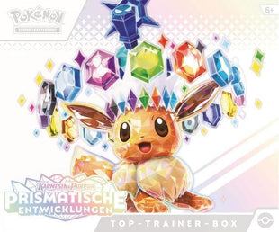 Trading Card Game in German Language: Top Trainer Box Crimson & Purple - Prismatische Entwicklungen (1 Full Screen Promo Card, 9 Booster Packs & Premium Accessories)