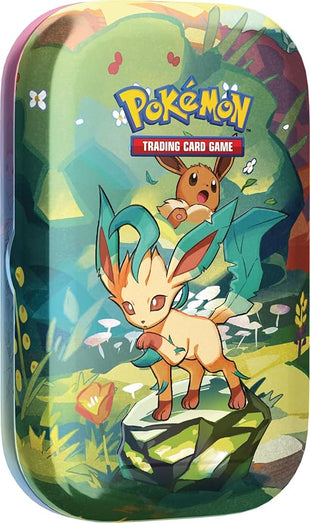 Pokémon TCG: Scarlet & Violet—Prismatic Evolutions Mini Tin – Leafeon (2 Booster Packs & 1 Coin)