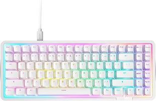 NZXT Function Elite MiniTKL Magnetic RGB Gaming Keyboard - Adjustable Actuation, Dual-Rail Hall Effect Switches, Rapid Trigger, 8K Polling - Enhanced Typing Sound & Feel - DE QWERTZ Layout - White