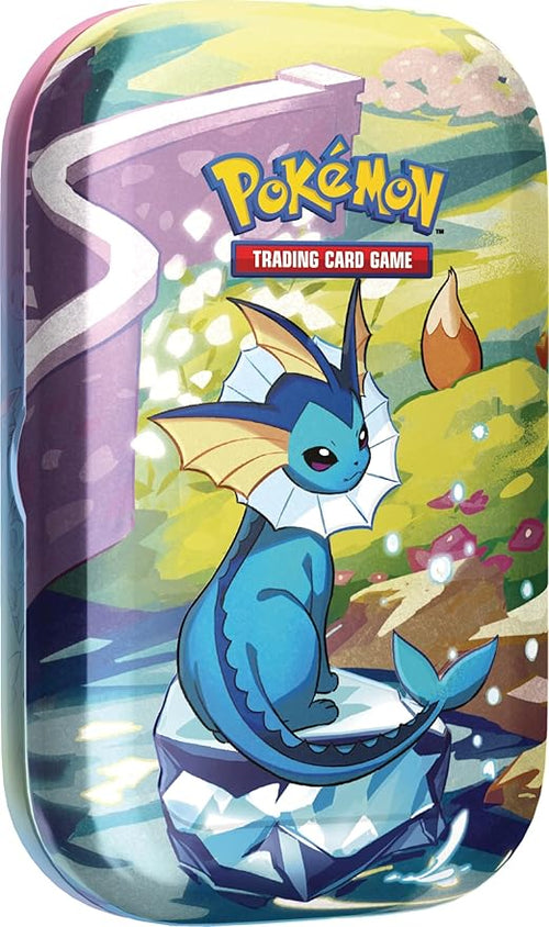Pokémon TCG: Scarlet & Violet—Prismatic Evolutions Mini Tin – Vaporeon (2 Booster Packs & 1 Coin)