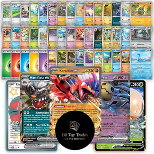 50 Pokemon Cards + Rare GX EX or V Card Starter Pack with Trainers & Energy - German Trading Cards Card Pack in BB-Toy-Trades Shipping Protection