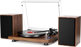 HiFi Turntable Bluetooth USB, Record Player with Speaker, Dual Compact System Stereo System, Adjustable Counterweight Magnetic Cartridge, RCA Output
