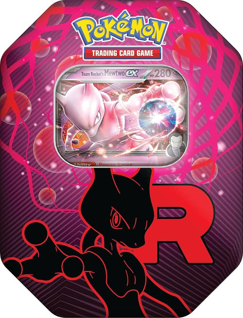 Pokémon TCG: Team Rocket Tin – Mewtwo ex (1 Foil Promo Card & 4 Booster Packs)