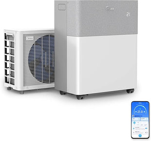 Midea Portasplit Air Conditioning, Mobile Heat Pump, Cooling A++/Heating A+, 12000 BTU 3.5 kW, for Rooms up to 42 m² / 105 m³, Only 39 dB(A) in Silent Mode           [Energy Class A++]