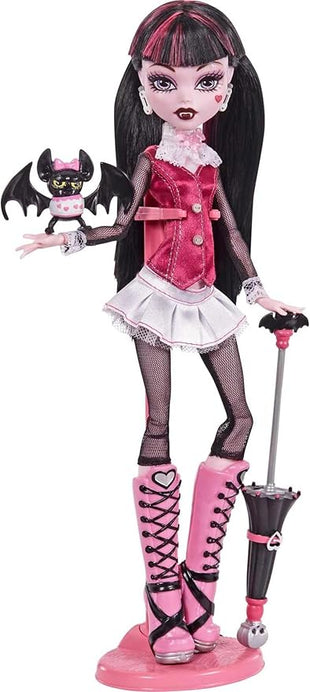 Monster High Draculaura Reproduction Doll (10.5 in) Wearing Original Fashion & Shoes, with Pet, Doll Stand & Accessories, Gift for Collectors, HGC29