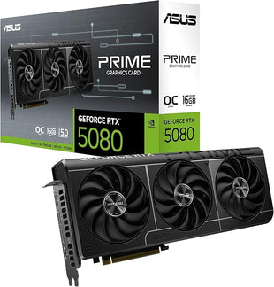 ASUS Prime GeForce RTX 5080 16GB GDDR7 OC Graphics Card (PCIe 5.0, HDMI, 3xDisplay Port, SFF 2.5 Slot, Patented Cooling Tech for Lower Temps & Noise, Performance/Quiet Toggle, NVDIA Ray Tracing)
