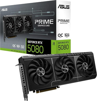 ASUS Prime GeForce RTX 5080 16GB GDDR7 OC Graphics Card (PCIe 5.0, HDMI, 3xDisplay Port, SFF 2.5 Slot, Patented Cooling Tech for Lower Temps & Noise, Performance/Quiet Toggle, NVDIA Ray Tracing)