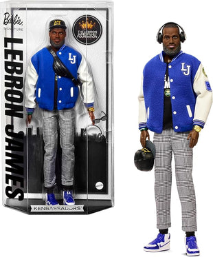 Barbie Signature LeBron James Kenbassadors Doll Collectible with Varsity Bomber Jacket Outfit & Accessories Including Headphones, Sunglasses, & More, HRM33