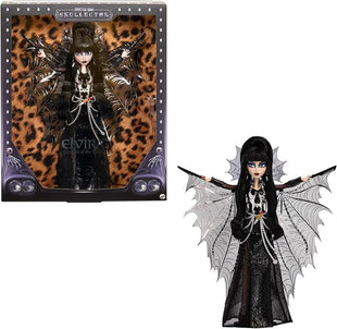 Monster High Doll, Elvira, Mistress of the Dark Collectible in Black Faux Leather Dress with Silvery Batwing Cape and Premium Accessories, HYV99