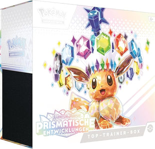 Pokémon Trading Card Game: Top Trainer Box Crimson & Purple, Prismatic Evolutions (1 Full Frame Promo Card, 9 Booster Packs & Premium Accessories)