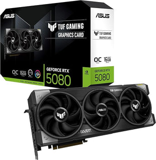 ASUS TUF Gaming GeForce RTX 5080 16GB GDDR7 OC Gaming Graphics Card (PCIe 5.0, x2HDMI, 3xDP, Military-Grade Components, Patented Cooling Tech for Lower Temps & Noise, NVIDIA DLSS4 RT, 4K Gaming)