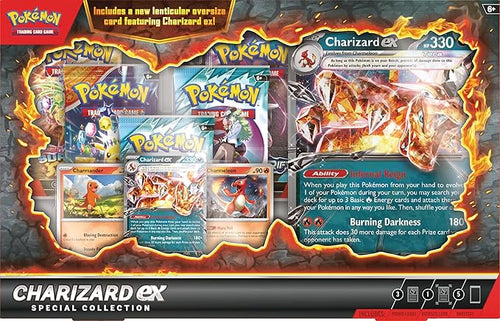 Pokémon TCG: Charizard ex Special Collection (1 Foil Promo Card, 2 Foil Cards, 1 Oversize Lenticular Card & 5 Booster Packs)