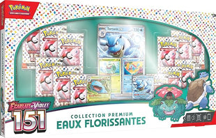 Pokémon TCG: Flourishing Waters Premium Collection (4 Glossy Promo Cards, 1 Large Glossy Card and 12 Boosters)