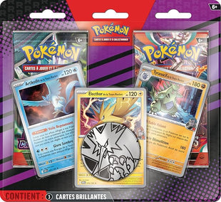 Pokémon : Improved blister pack of 2 booster packs (3 Shiny Cards, 1 coin and 2 Pokémon booster packs).