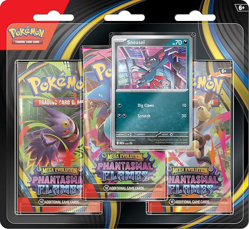 Pokémon TCG: Mega Evolution—Phantasmal Flames Triple Pack Sneasel (1 Foil Promo Card & 3 Booster Packs)