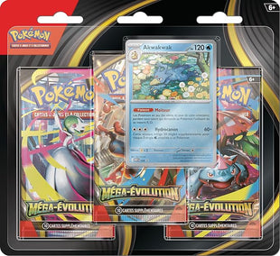 Pokémon : Blister of Three Mega Evolution Booster Packs - Akwakwak from Pokémon TCG (1 Glossy Promo Card and 3 Boosters)