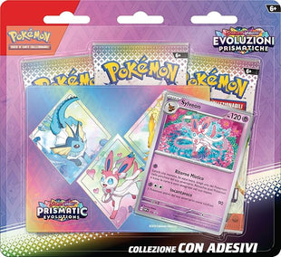Pokémon TCG: Scarlet and Violet Sylveon Stickers Collection - Prismatic Evolutions (one Holographic Promo Card and Three Expansion Packs)