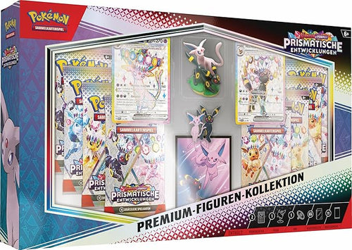 Pokémon - Trading Card Game: Premium Figure Collection Crimson & Purple - Prismatic Developments (2 Embossed Holographic Promo Cards, 11 Booster Packs & More)