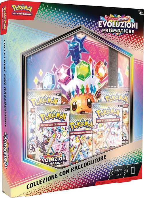 Pokémon TCG Scarlet and Violet Collection - Prismatic Evolutions, Collection with Expansion Binder, 378 Pocket Binder and Five Expansion Packs , Italian