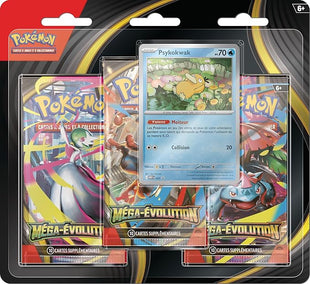 Pokémon : Blister of Three Mega Evolution Booster Packs - Psykokwak from Pokémon TCG (1 Shiny Promo Card and 3 Boosters)
