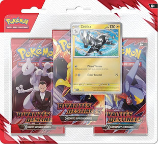Pokémon: Blister of 3 Scarlet and Purple Zeblitz Booster Packs - Pokémon TCG Destined Rivalries (3 Boosters and 1 Shiny Promo Card)